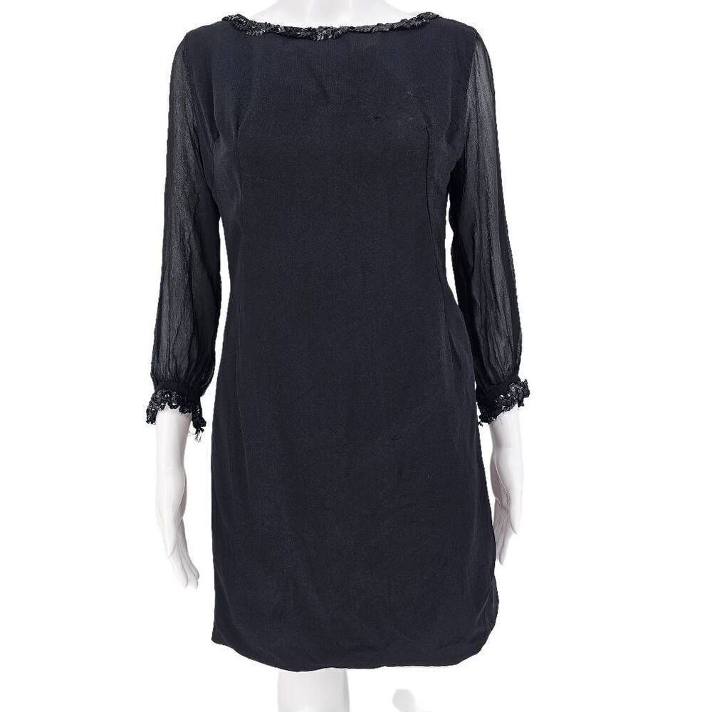 Vintage 80's Gothic Midi Dress Black S